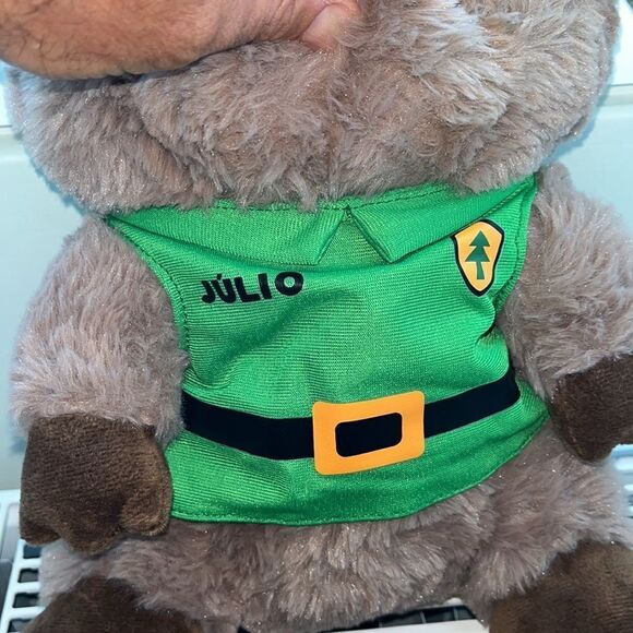 Julio The 12” tall green brown soft Stuffed children’s toy Auchan Beaver Animal - Picture 2 of 4